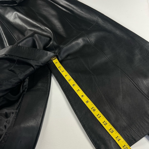 Caslon Black Lamb Leather Long Coat Duster Lined Size M - Picture 16 of 16